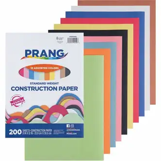 Prang Construction Paper - Art Project, Craft Project, Fun and Learning, Cutting, Pasting - 9"Width x 12"Length - 200 / Pack - Assorted