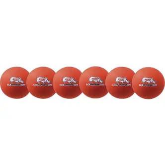Champion Sports Rhino Skin Low Bounce Dodgeball Set - 6.30" - Low Density Foam - Neon Orange - 6 / Set