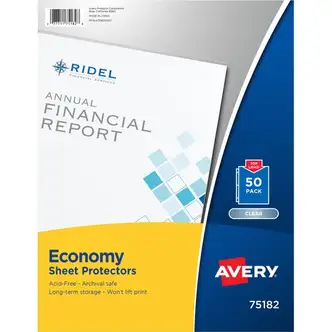 Avery® Economy Clear Sheet Protectors - 50 x Sheet Capacity - For Letter 8 1/2" x 11" Sheet - 3 x Holes - 3 x Rings - Ring Binder - Top Loading - Clear - Polypropylene - 10 / Carton