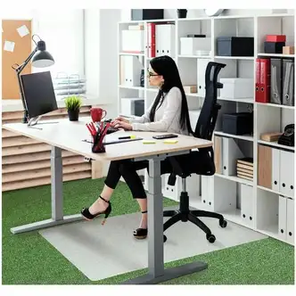 Cleartex® Polypropylene Rectangular Foldable Chair Mat for Carpets - 45" x 53" - Translucent Rectangular Polypropylene Chair Mat For Carpets - 53" L x 45" W x 0.1" D