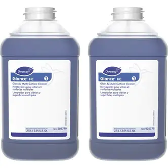 Diversey Glance HC Glass/MultiSurface Cleaner - Concentrate - 84.5 fl oz (2.6 quart) - Ammonia ScentBottle - 2 / Carton - Non-streaking, Quick Drying, Streak-free - Blue