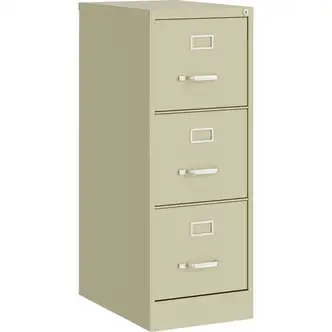 Lorell Fortress Series 22" Commercial-Grade Vertical File Cabinet - 15" x 22" x 40.2" - 3 x Drawer(s) for File - Letter - Vertical - Ball-bearing Suspension, Removable Lock, Pull Handle, Wire Management - Putty - Steel - Recycled
