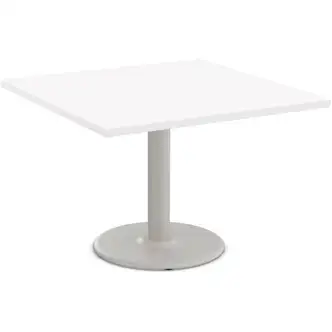 Special-T Cantina-2 Dining Table - White Square Top - Fog Gray, Powder Coated Base - 36" Table Top Length x 36" Table Top Width - 29" HeightAssembly Required - Thermofused Laminate (TFL) Top Material - 1 Each