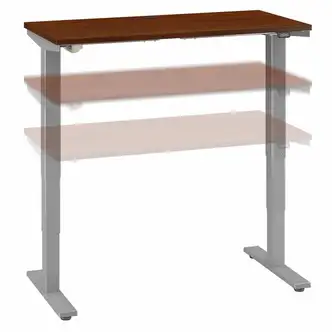 Bush Business Furniture Move 40 Series 48w X 24d Electric Height Adjustable Standing Desk - Hansen Cherry Rectangle Top - Silver T-shaped Base - 2 Legs - 176 lb Capacity - Adjustable Height - 24" to 48" Adjustment x 47.60" Table Top Width x 23.35" Table T