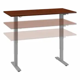 Bush Business Furniture Move 40 Series 60w X 30d Electric Height Adjustable Standing Desk - Hansen Cherry Rectangle Top - Silver T-shaped Base - 176 lb Capacity - Adjustable Height - 28.17" to 48.24" Adjustment x 59.45" Table Top Width x 29.37" Table Top 