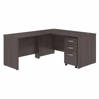 Bush Business Furniture Studio C 60W x 30D L Shaped Desk with Mobile File Cabinet and 42W Return - 60" x 30" Desk, 42" Return - 3 x Box, File Drawer(s) - Band Edge - Finish: Storm Gray, Thermofused Laminate (TFL)