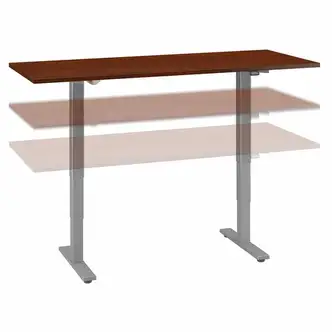 Bush Business Furniture Move 40 Series 72w X 30d Electric Height Adjustable Standing Desk - Hansen Cherry Rectangle Top - Silver T-shaped Base - 176 lb Capacity - Adjustable Height - 28.17" to 48.24" Adjustment x 71.02" Table Top Width x 29.37" Table Top 
