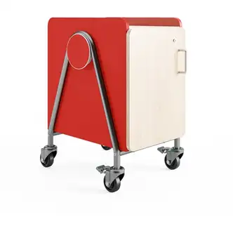 Safco Whiffle Typical Single Rolling Storage Cart - 44 lb Capacity - 4 Casters - 3" Caster Size - Laminate, Particleboard, Polyvinyl Chloride (PVC), Metal, Thermofused Laminate (TFL) - x 16.5" Width x 19.8" Depth x 27.3" Height - Steel Frame - Red - 1 Car