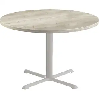 Special-T StarX-2 Dining Table - Aged Driftwood Round Top - Gray, Powder Coated x 36" Table Top Diameter - 42" Height - Assembly Required - 1 Each