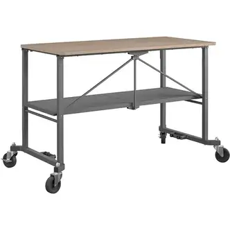 Cosco Smartfold Portable Work Desk Table - Rectangle Top - Four Leg Base - 4 Legs - 600 lb Capacity x 51.40" Table Top Width x 26.50" Table Top Depth - 34" Height - Gray - Steel - Medium Density Fiberboard (MDF) Top Material - 1 Each