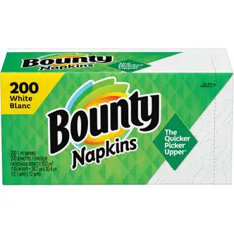 Bounty Quilted Napkins - 1 Ply - 12" x 12" - White - Paper - 200 / Pack