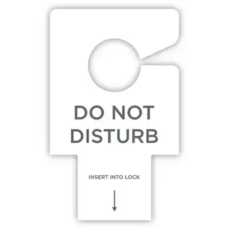 RDI Electric Lock Do-Not-Disturb Sign - 100 / Carton - Do Not Disturb Print/Message - 2.8" Width x 4.5" Height - Rectangular Shape - Hanging Hole - White