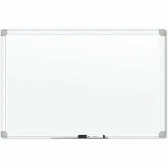 U Brands White Aluminum Framed Magnetic Porcelain Steel Board, 96" X 47" - 96" (8 ft) Width x 47" (4 ft) Height - White Porcelain Steel Surface - White Aluminum Frame - Rectangle - Horizontal/Vertical - 1