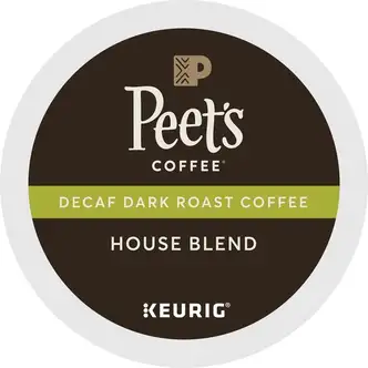 Peet's Coffee® K-Cup House Blend Decaf Coffee - Compatible with Keurig Brewer - Dark - 22 / Box