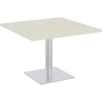 Special-T Sienna Cafe Table - Brown Square Top - Powder Coated, Metallic Silver Base - 42" Table Top Width x 42" Table Top Depth x 1.25" Table Top Thickness - 29" Height - Assembly Required - High Pressure Laminate (HPL), Particleboard Top Material - 1 Ea