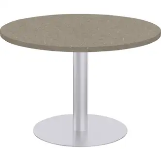 Special-T Sienna Bar-height Cafe Table - Brown Round Top - Powder Coated, Metallic Silver - 1.25" Table Top Thickness x 42" Table Top Diameter - 42" Height - Assembly Required - High Pressure Laminate (HPL), Particleboard Top Material - 1 Each