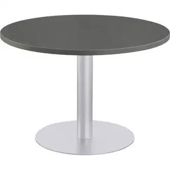 Special-T Sienna Bar-height Cafe Table - Gray Round Top - Powder Coated, Metallic Silver - 1.25" Table Top Thickness x 42" Table Top Diameter - 42" Height - Assembly Required - High Pressure Laminate (HPL), Particleboard Top Material - 1 Each