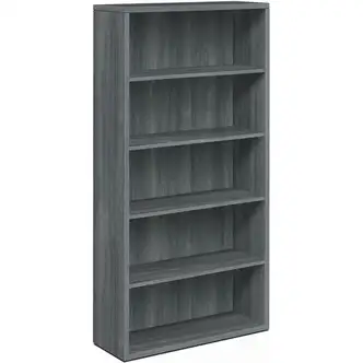 HON 10500 Bookcase - 36" x 13.1"71" - 5 Shelve(s) - Material: Laminate - Finish: Sterling Ash - Leveling Glide