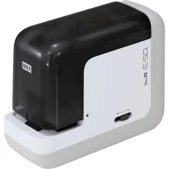 MAX Portable Electronic Stapler - 35 Sheets Capacity - 100 Staple Capacity - 1/4" Staple Size - 6 x AA Batteries - 1 Each - Black, White