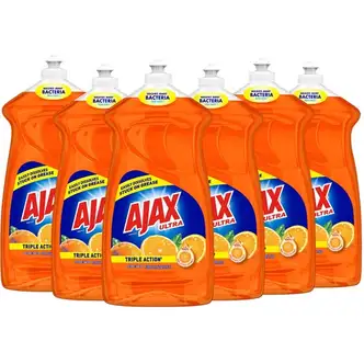 AJAX Triple Action Dish Soap - 52 fl oz (1.6 quart) - Orange Scent - 6 / Carton - Pleasant Scent, Phosphate-free, Kosher-free - Orange