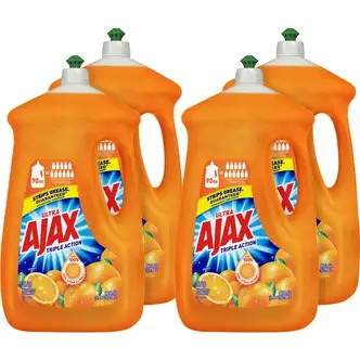 AJAX Triple Action Dish Soap - 90 fl oz (2.8 quart) - Orange Scent - 4 / Carton - Pleasant Scent, Phosphate-free, Kosher-free - Orange