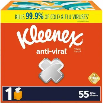 Kleenex Anti-viral Facial Tissue - 3 Ply - White - 55 Per Box - 27 / Carton