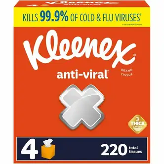 Kleenex Anti-viral Facial Tissue - 3 Ply - White - 55 Per Box - 4 / Pack