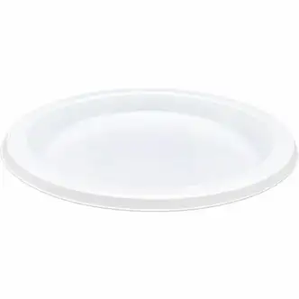 Genuine Joe 7" Disposable Plastic Plates - Picnic, Food, Party, Breakroom - Disposable - 7" Diameter - White - Plastic Body - Round - 125 / Pack