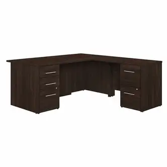 Bush Business Furniture Office 500 Black Walnut Desk - 77.1" x 71"29.8" - 5 x File, Box Drawer(s) - Finish: Black Walnut, Thermofused Laminate (TFL)