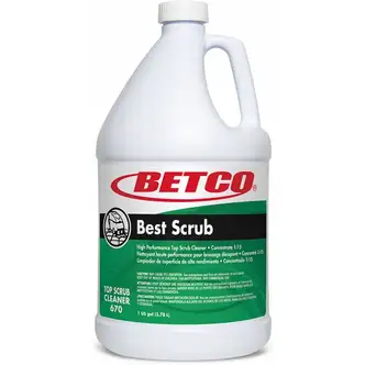 Betco Best Scrub Floor Cleaner - 128 fl oz (4 quart) - 4 / Carton - Residue-free, Pleasant Scent, Odor-free, Low Foaming, Water Soluble - Green