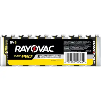 Rayovac 9-Volt Ultra-Pro Alkaline Battery - For Flashlight - 9V - 9 V - 6 / Pack
