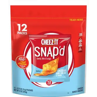 Cheez-It Snap'd Cheddar Sour Cream & Onion Crackers - Cheddar Sour Cream, Onion - 9 oz - 12 / Box