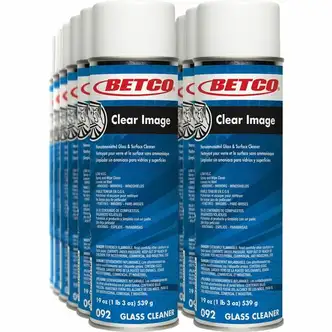 Betco Clear Image Glass & Surface Cleaner - 19 fl oz (0.6 quart)Aerosol Spray Can - 12 / Carton - Non Ammoniated, Fog-free, Streak-free, Anti-fog - White