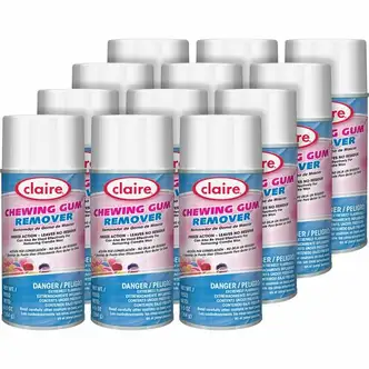Claire Chewing Gum Remover - 12 fl oz (0.4 quart) - Cherry Scent - 12 / Carton - Residue-free, Non-staining, Chemical-free, Ozone-safe - Colorless