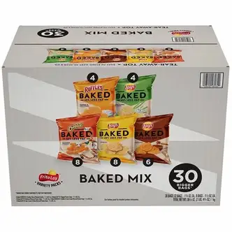 Frito-Lay Baked Snacks Variety Pack - Cheese, Cheddar, Sour Cream, Onion, Crunchy, Barbeque - 30 / Box