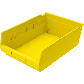 Akro-Mils Economical Storage Shelf Bins - 4" Height x 8.4" Width x 11.6" Depth - Water Proof, Label Holder, Durable, Oil Resistant, Grease Resistant - Yellow - Polymer - 1 Each
