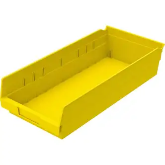 Akro-Mils Economical Storage Shelf Bins - 4" Height x 8.4" Width x 17.9" Depth - Water Proof, Label Holder, Corrugated, Durable, Grease Resistant, Oil Resistant - Yellow - Polymer - 1 Each
