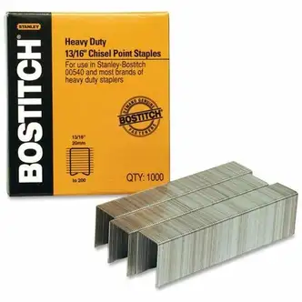 Bostitch 13/16" Heavy Duty Premium Staples - Heavy Duty - 13/16" Leg - 1/2" Crown - Holds 165 Sheet(s) - Chisel Point - Silver - High Carbon Steel - 0.8" Height x 0.5" Width0.9" Length - 1000 / Box