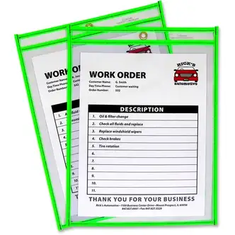 C-Line Neon Shop Ticket Holders, Stitched - Green, Both Sides Clear, 9 x 12, 15EA/BX, 43913