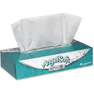 Angel Soft Professional Series Premium Facial Tissue - 2 Ply - 8.85" x 7.65" - White - Fiber - 100 Per Box - 100 / Box