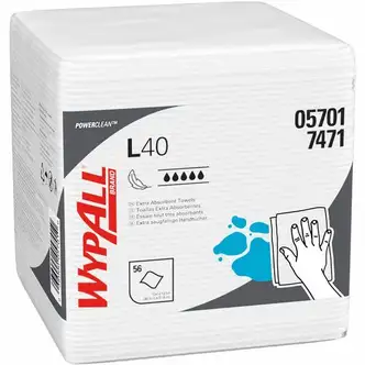 Wypall PowerClean L40 Extra Absorbent Towels - White - 56 Per Pack - 18 / Carton