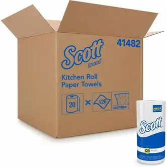 Scott Kitchen Paper Towels with Fast-Drying Absorbency Pockets - 1 Ply - 11" x 8.78" - 128 Sheets/Roll - 4.90" Roll Diameter - White - 20 / Carton