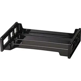 Officemate Side-Loading Desk Tray - 2.8" Height x 13.2" Width x 9" DepthDesktop - Stackable, Durable, Non-stick, Portable, Carrying Handle - Black - 1 Each
