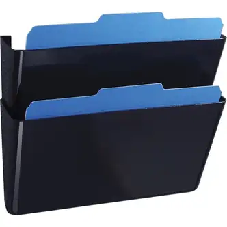 Officemate Mountable Wall File, Black, 2PK - 7" Height x 13" Width x 4.1" Depth - Black - Plastic - 2 / Box
