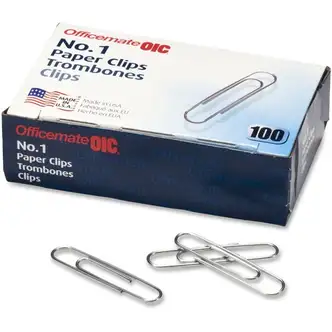 Officemate #1 Gem Paper Clips - No. 1 - 1000 / Pack - Silver - Steel