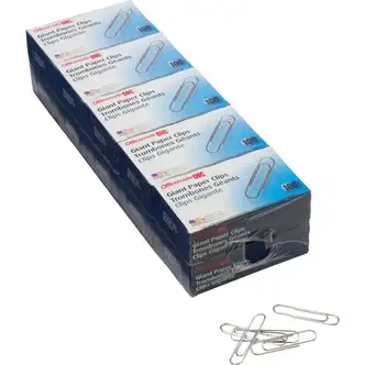Officemate Giant Gem Paper Clips - Jumbo - 2" Length x 0.5" Width - 1000 / Pack - Silver - Steel