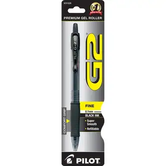 Pilot G2 Retractable Gel Ink Rollerball Pens - Fine Pen Point - 0.7 mm Pen Point Size - Refillable - Retractable - Black Gel-based Ink - Translucent Barrel - 1 Each