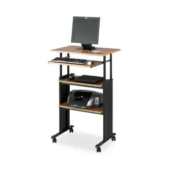 Safco Muv Stand-up Adjustable Height Desk - Rectangle Top - Adjustable Height - 35" to 49" , 1" , 1" , 14" , 14" Adjustment - Assembly Required - Medium Oak - Steel, Polyvinyl Chloride (PVC) - 1 Each