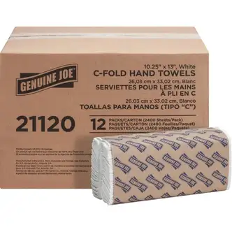 Genuine Joe C-Fold Paper Towels - 1 Ply - C-fold - 13" x 10" - White - 200 Per Pack - 12 / Carton