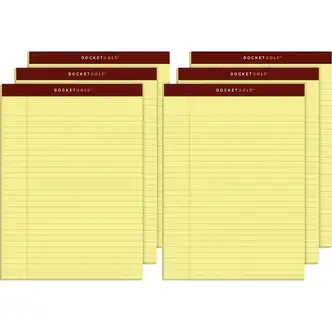 TOPS Docket Gold Legal Pads - Letter - 50 Sheets - Double Stitched - 0.34" Ruled - 20 lb Basis Weight - Letter - 8 1/2" x 11" - Canary Paper - Burgundy Binding - Perforated, Hard Cover, Heavyweight, Bond Paper, Resist Bleed-through, Easy Tear, Sturdy Back
